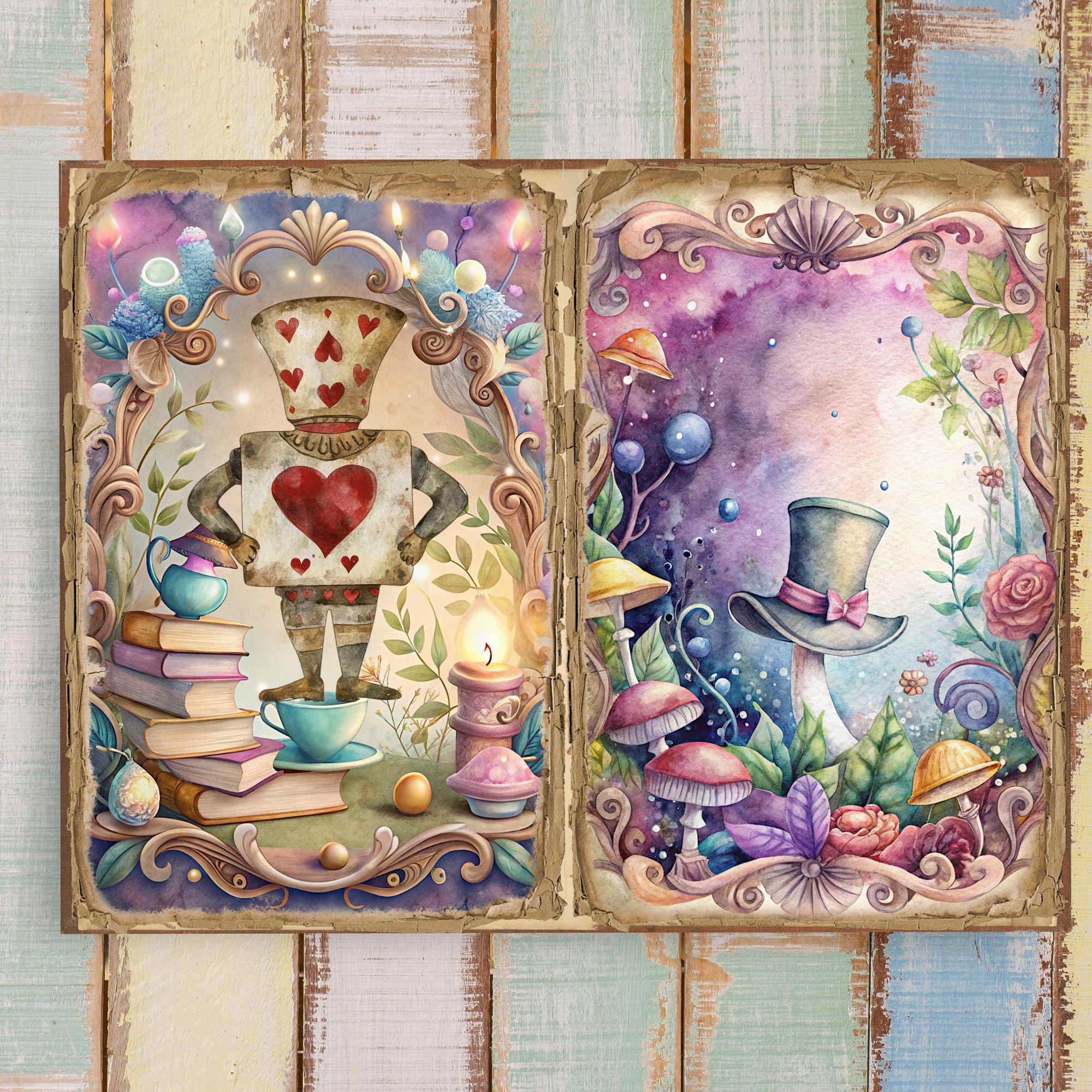 不思議の国のアリス ジャンクジャーナルキット – ヴィンテージプリント