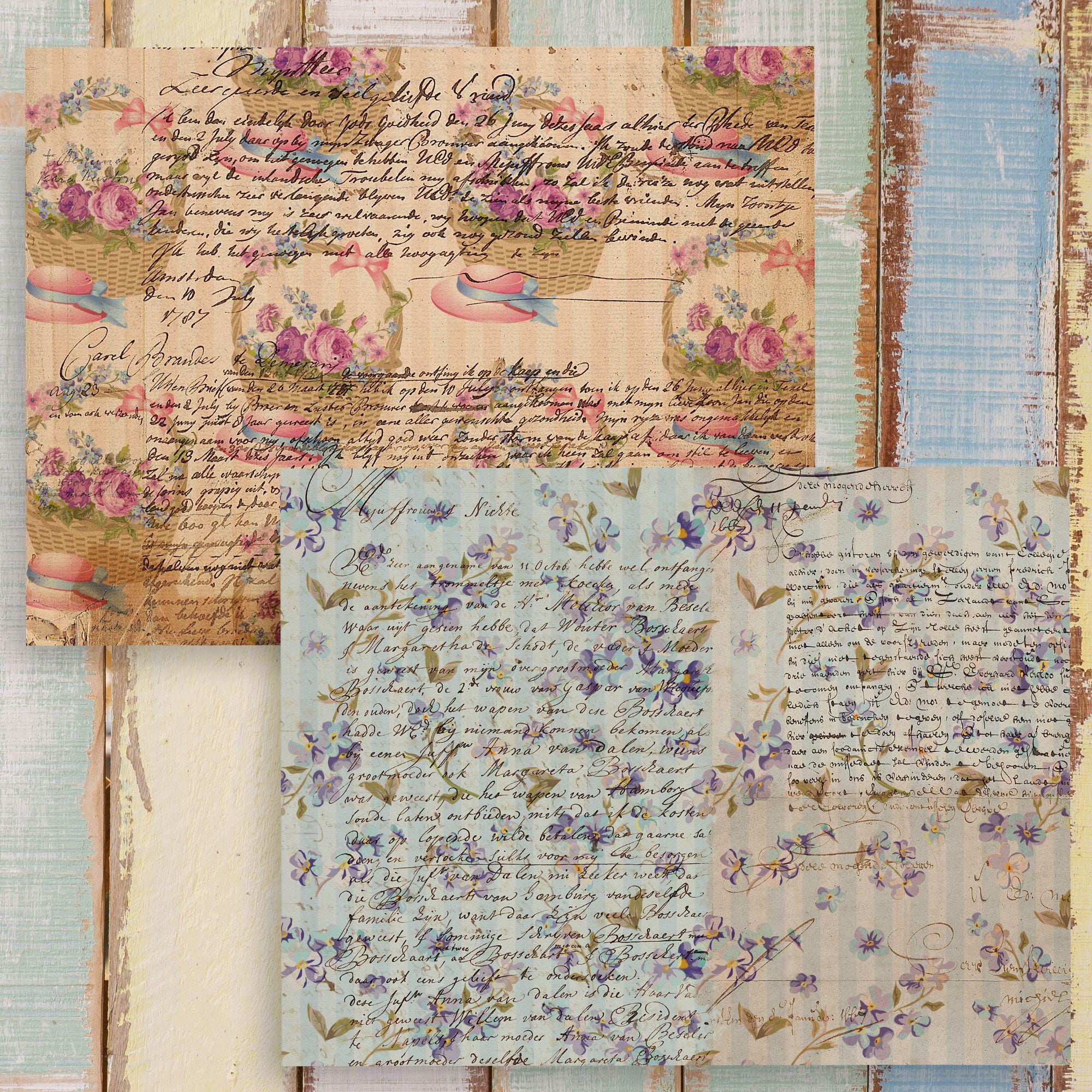 Shabby Chic Rose Digital Paper: Vintage Floral Scrapbook Backgrounds ...
