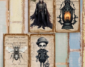 ヴィンテージで不気味なハロウィンジャンクジャーナルページ：不気味な