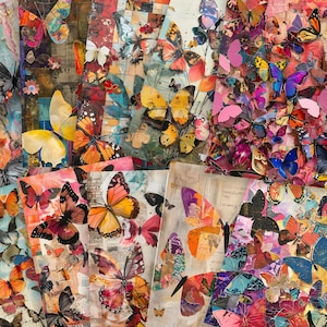 Kit per diario spazzatura, bellissimi collage di farfalle per diario spazzatura - Download digitale