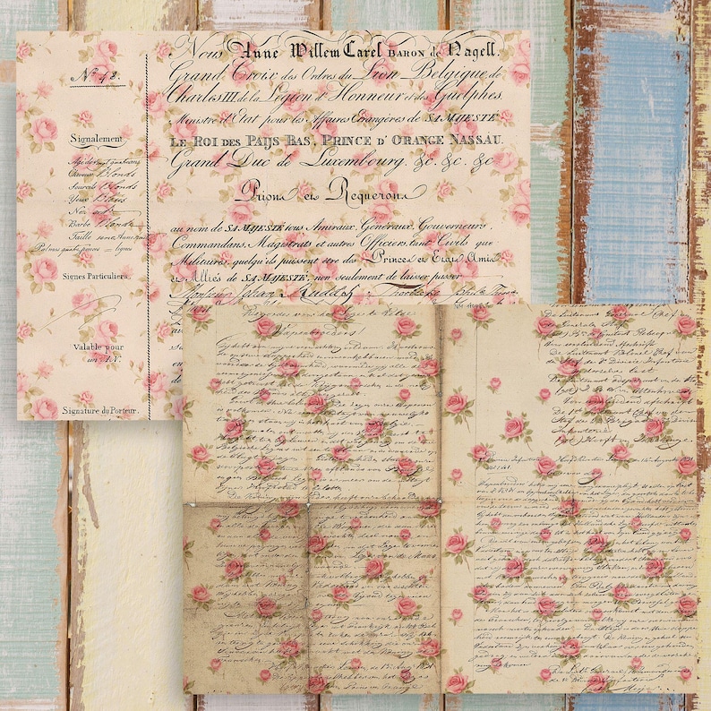 Shabby Chic Rose Digital Paper: Vintage Floral Scrapbook Backgrounds ...