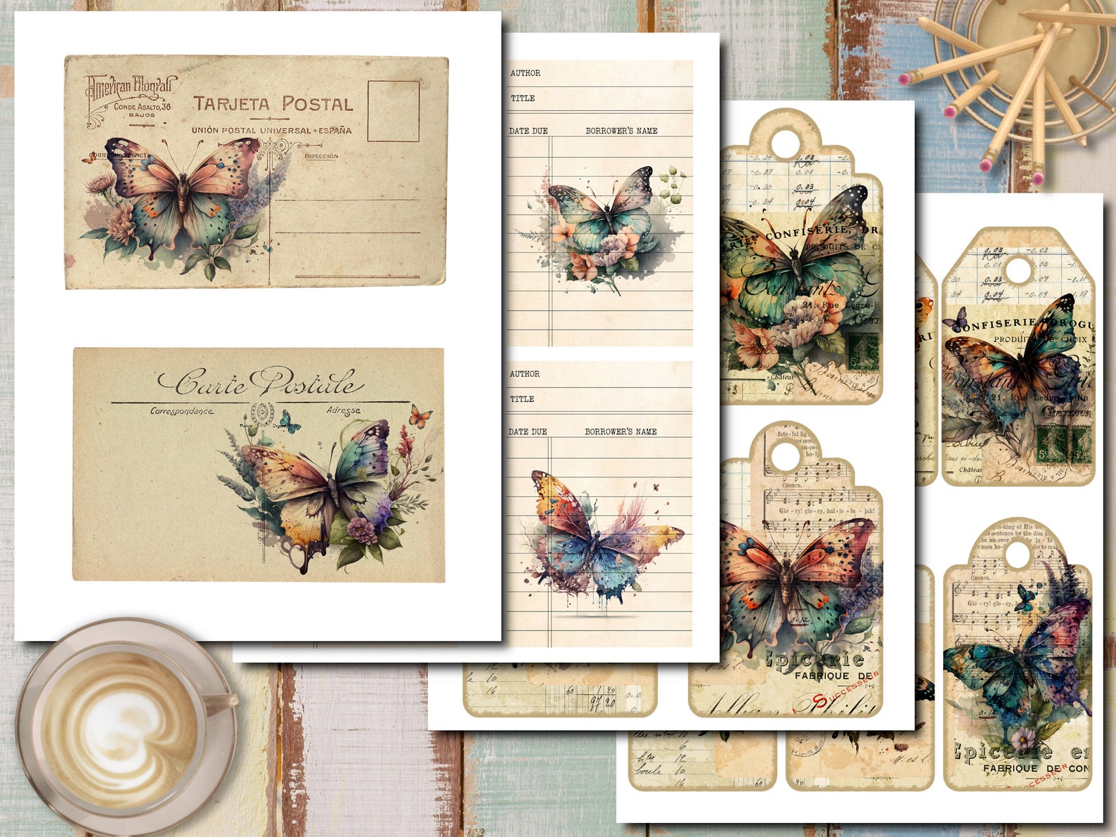 Butterfly Junk Journal Ephemera ADDON Kit: Vintage Printable Pages ...
