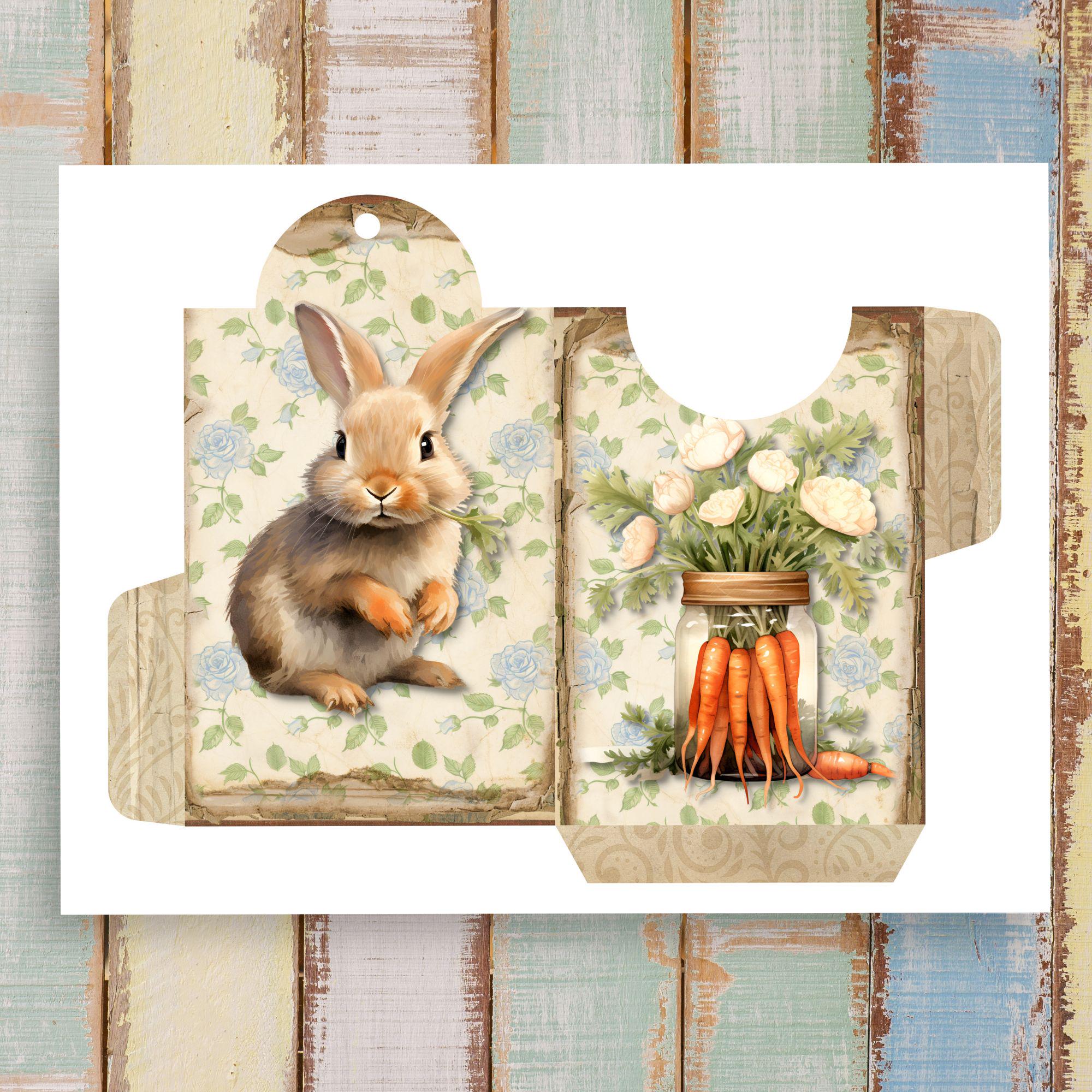 Easter Junk Journal Ephemera: Vintage Bunny Tags, Cards (digital ...