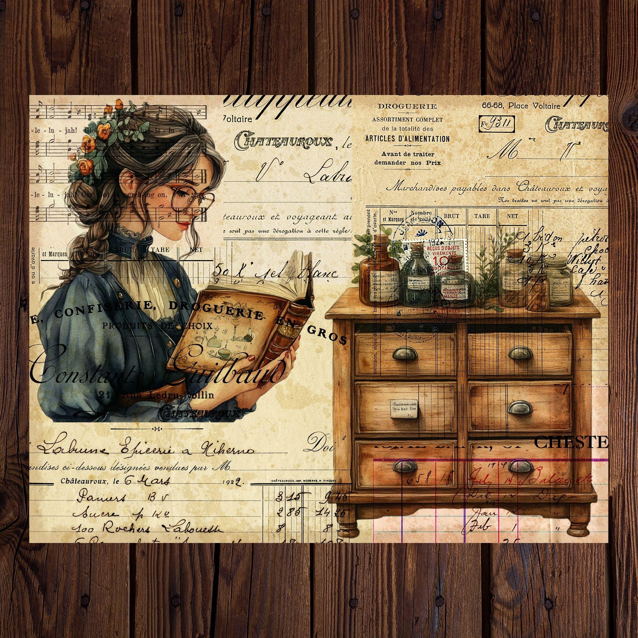 Apothecary Junk Journal Kit – Watercolor Collage Papers - (digital ...