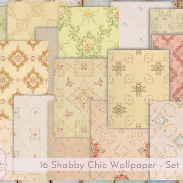 Junk Journal Digi Kit, Antique Wallpaper s, Digital Old Wallpaper, Vintage Authentic old patterns, Patterned original wall