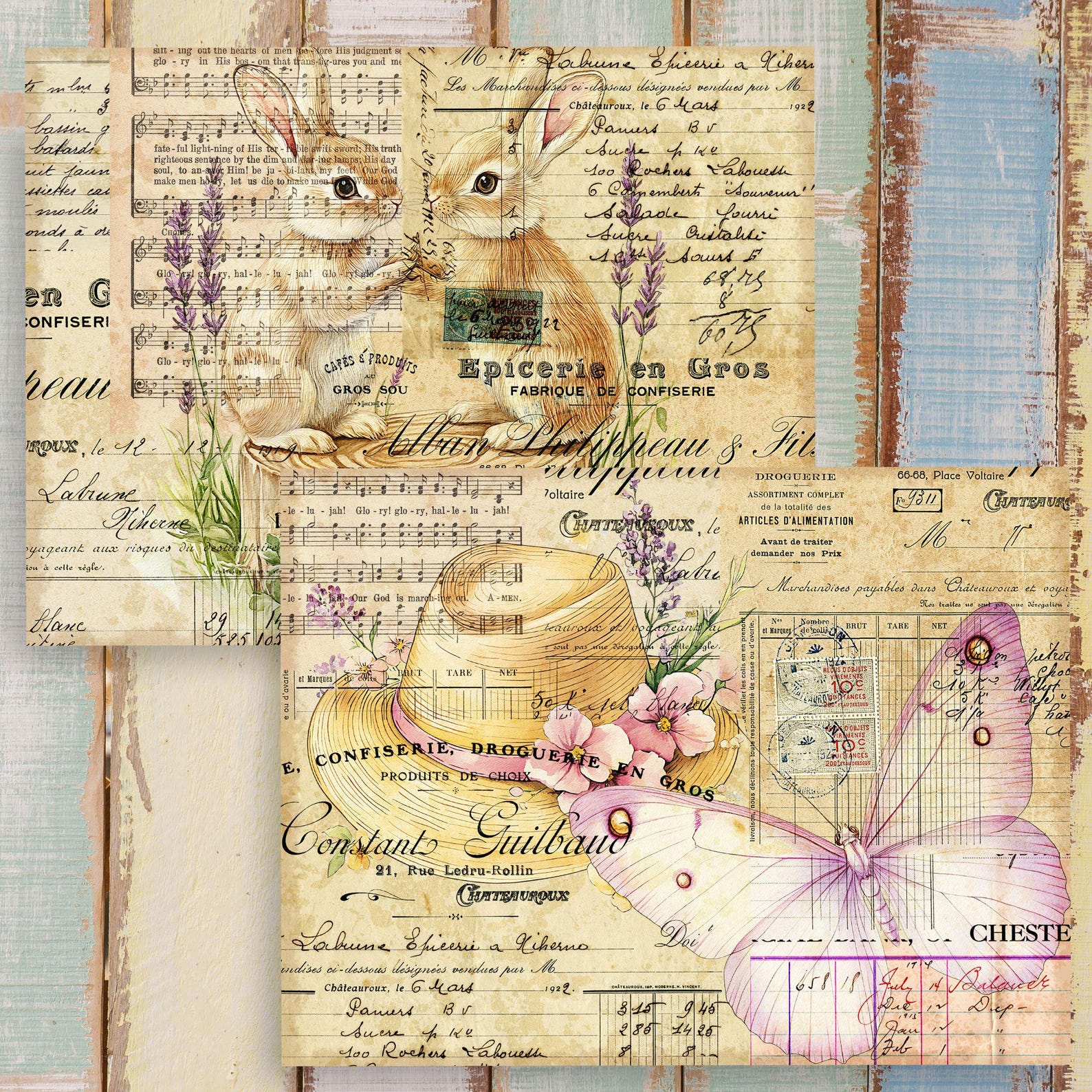 Imx Spring Watercolor Spring Junk Journal Kit: Birds, Flowers Collage Papers ...