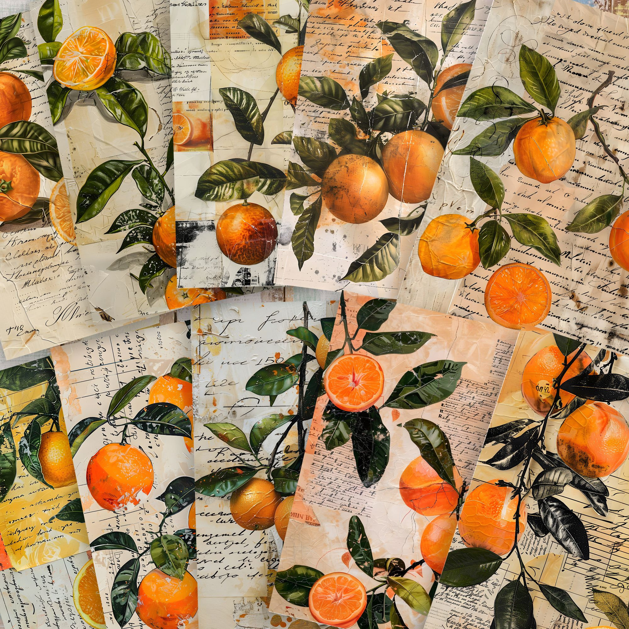 Oranges Junk Journal Printable: Vintage Collage Paper (digital