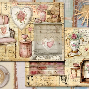 Vintage Furniture Junk Journal Kit: Romantic Printable Papers (digital ...