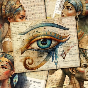 Kit voor junkjournalen Ancient Egypt: vintage efemere papieren (digitale download)
