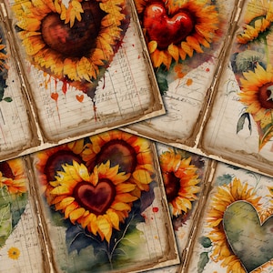 Diario basura imprimible, girasol, páginas de diario vintage, diario basura, kit digital de diario basura vintage, diario vintage imprimible