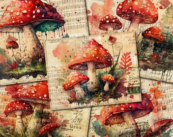 Mushroom Junk Journal Papers: Vintage Ephemera (Digital Download)