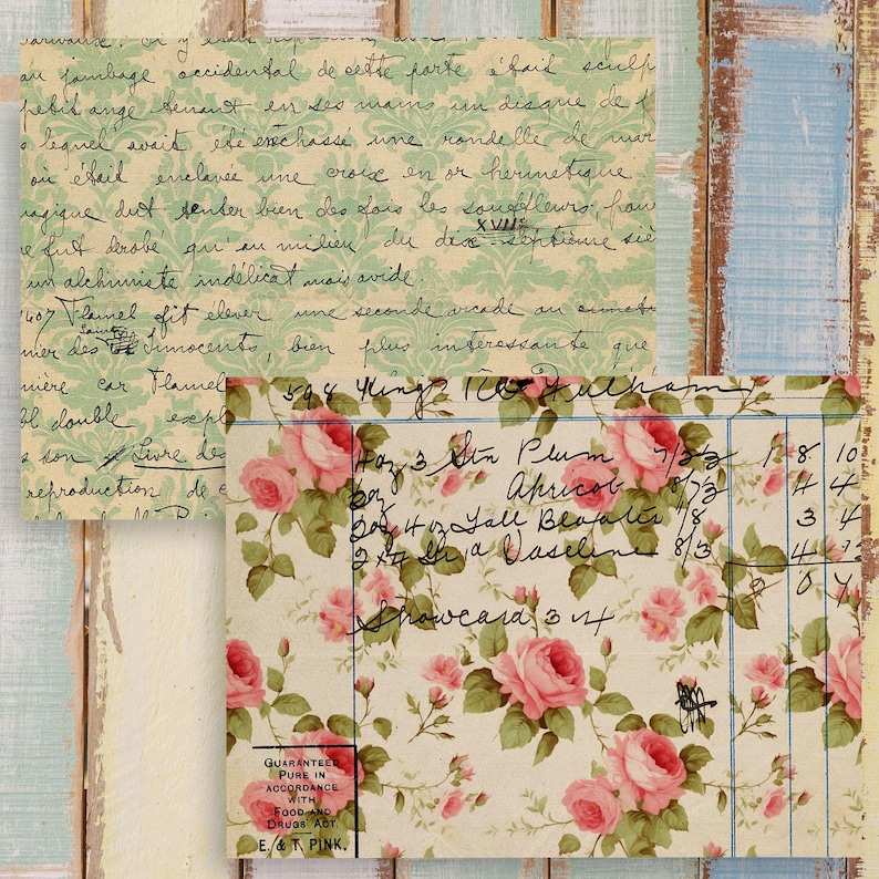 Shabby Chic Rose Digital Paper Pack: Vintage Floral Backgrounds ...