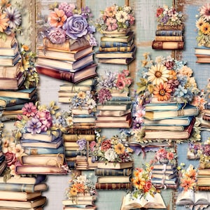 Diario di scarto stampabile, libri ad acquerello con taglio a zig-zag, diario di scarto con libro floreale, adesivi, kit digitale per diario di scarto, download digitale