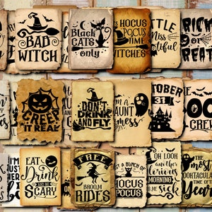 Halloween Quotes Junk Journal , Vintage Halloween Words, Junk Journal Words Collage Sheet, Ephemera Words, Digital Download