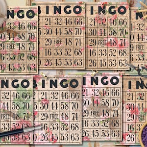 DIGITALE bingokaarten Junk Journal Kit – Vintage Ephemera - FA111