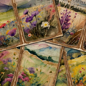 Watercolor Wildflowers Junk Journal Printable Page, Flowers Junk Journal Kit, Junk Journal Paper Digital Collage Sheet, Instant Download
