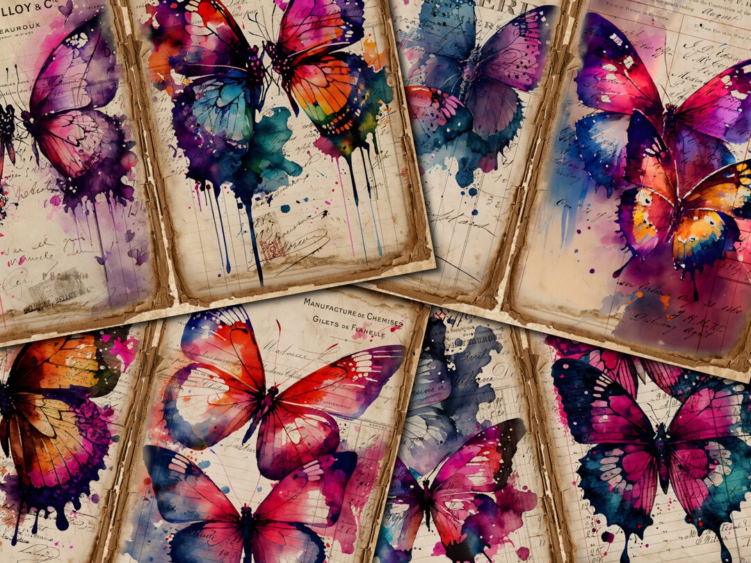 Watercolor Butterfly Junk Journal Kit: Fantasy Printable Pages (digital ...