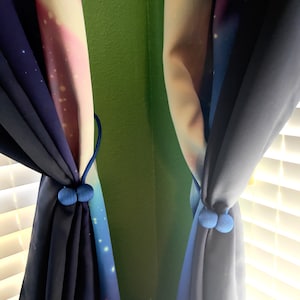 Pair 2 pieces Elegant Polyester Silk Magnetic Ball Buckle Curtain Tiebacks Tie Back image 9