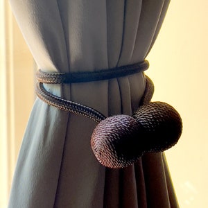 Pair 2 pieces Elegant Polyester Silk Magnetic Ball Buckle Curtain Tiebacks Tie Back image 7