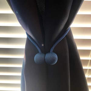 Pair 2 pieces Elegant Polyester Silk Magnetic Ball Buckle Curtain Tiebacks Tie Back image 8