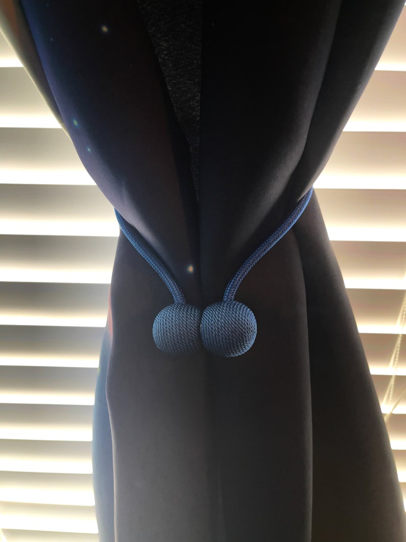 Pair 2 pieces Elegant Polyester Silk Magnetic Ball Buckle Curtain Tiebacks Tie Back image 8