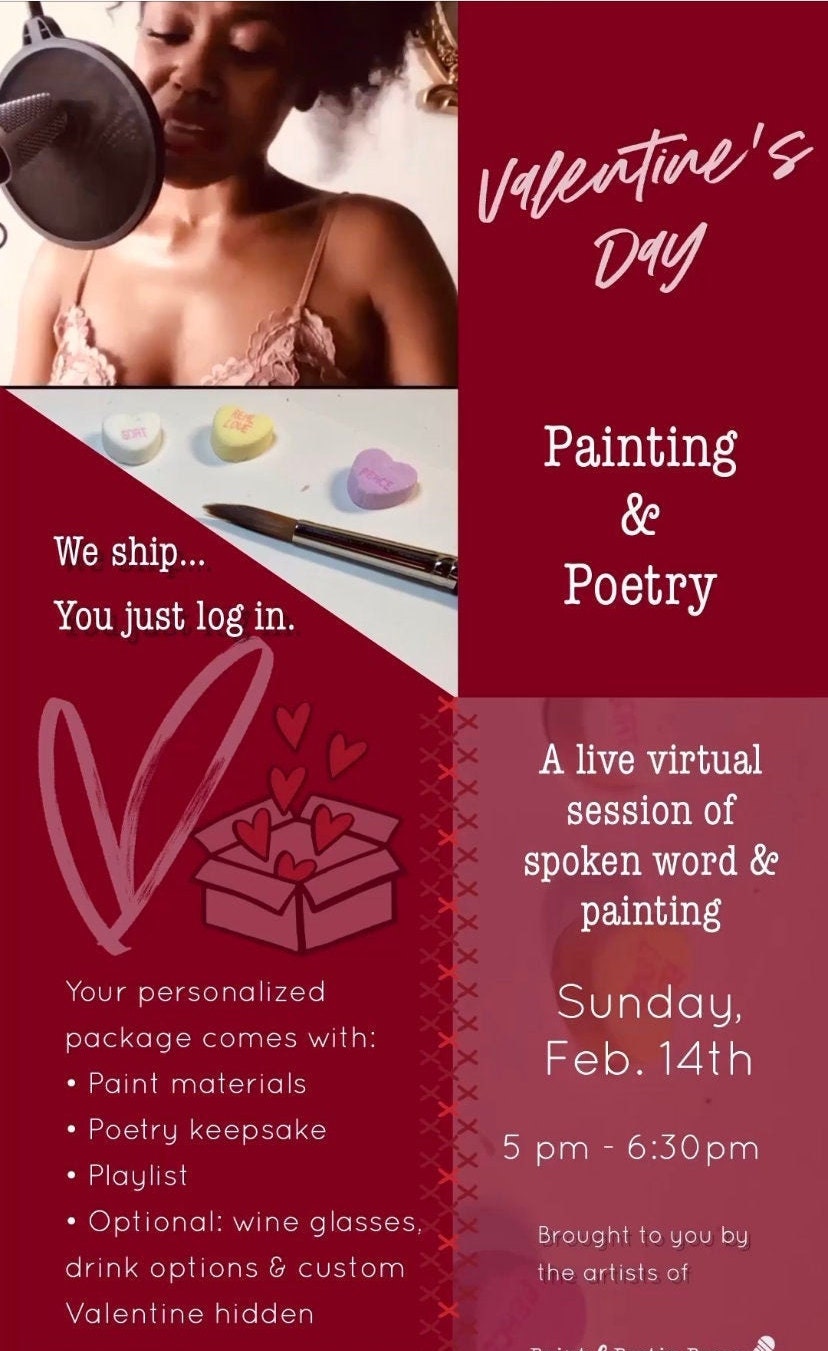 Paint Sip & Poetry Virtual LIVE Valentine's Date Night Etsy