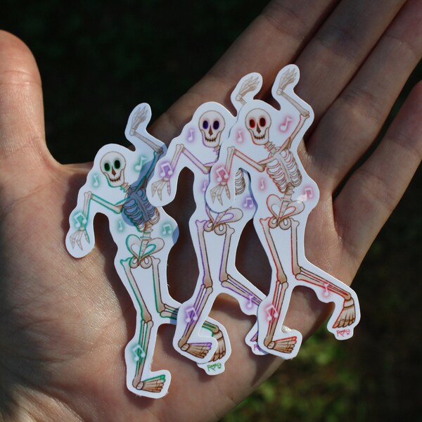 Bone Jive Halloween 1" by 3" Stickers (set of 3)