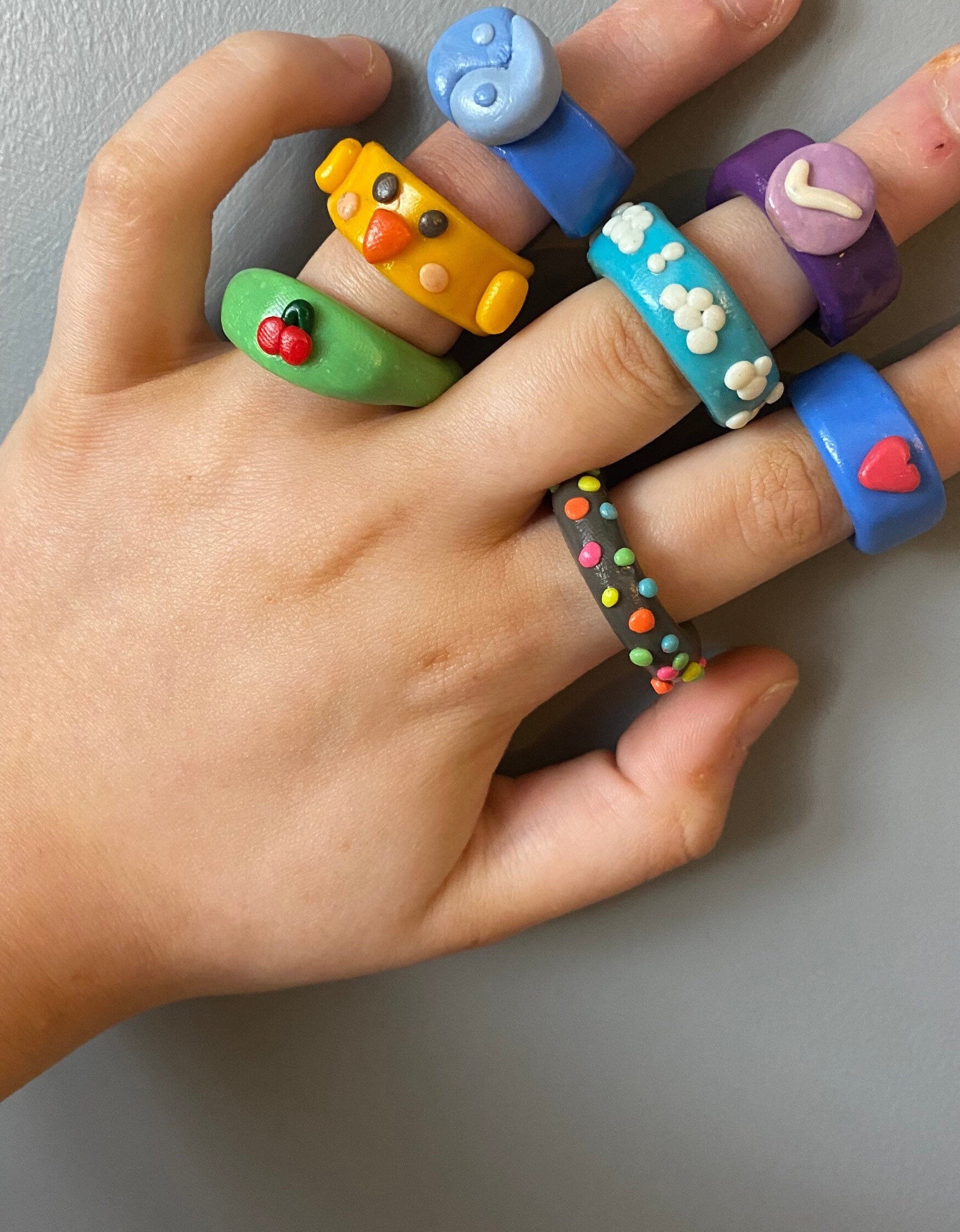 Cute chunky glossy Clay rings Etsy
