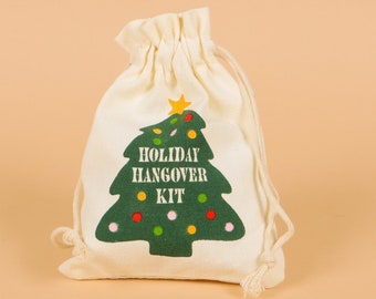 Holiday Hangover Kit Survival Kit Recovery Kit | Fabric Reusable Bags for holiday parties, events, Christmas Eve, New Years Eve