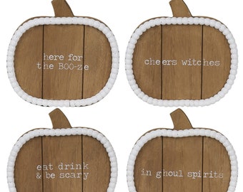 Hanna Roberts Fall Pumpkin Set of 4 Coasters | Halloween decor | Kitchen decor | Pumpkin Decor