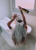 Bachelorette Party Pearl Veil with Bow | Accessories for Wedding Parties Bridal Showers Events