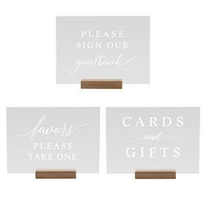 Tafelborden bruiloft met voet | Gunsten Please Take One | Teken ons gastenboek | Kaarten en cadeaus, 7 x 1,5 x 9 inch