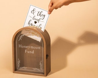 Arched Honey Moon Fund Front Opening | For Cards and Gifts at Weddings, Bridal Showers, Baby and Bridal Events, and Parties