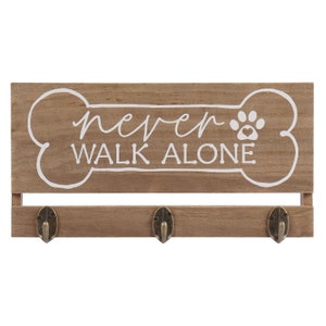 Decorative Key Holder and Dog Leash Hook Wall Mount for Entry Way, Kitchen, and Mudroom Triple Hook: Never Walk Alone