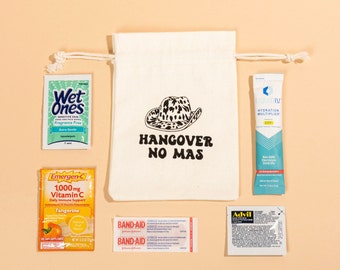 Hangover ""No Mas"" Kit | Wiederverwendbare Stofftaschen für Sommerpartys, Veranstaltungen, Junggesellenabschiede, Gastgeschenke, Reisen