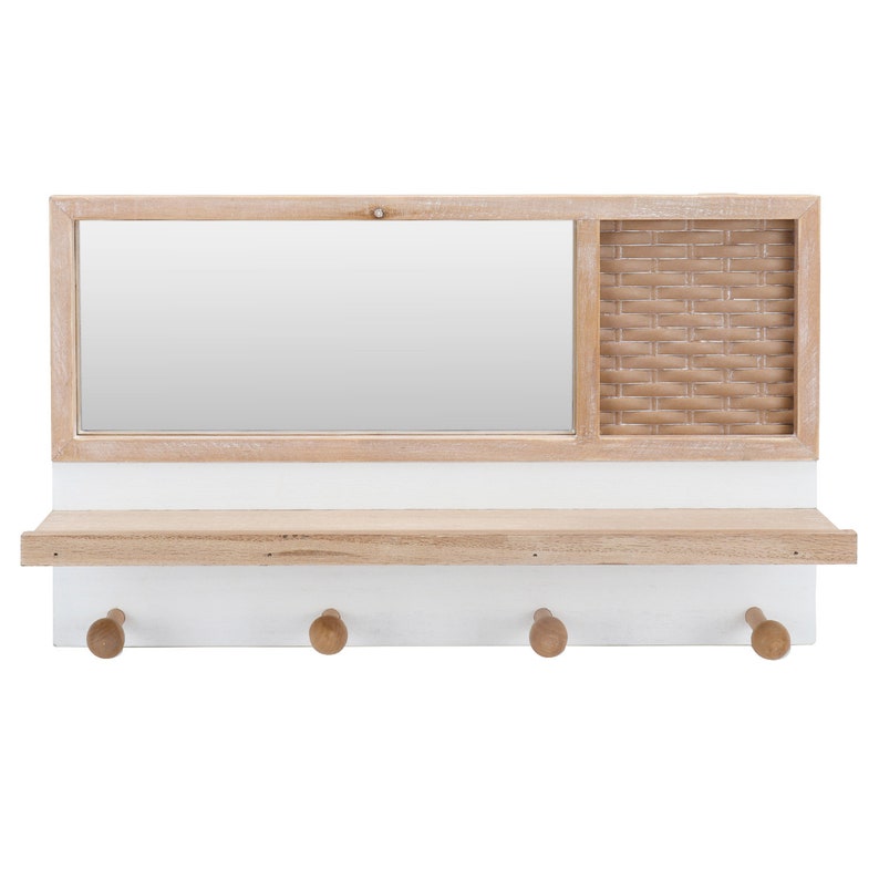 Decorative Boho Chic Wall Mount Shelf With Mirror and 4 Hooks Etsy