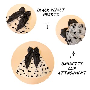 Bachelorette Party Black Heart Veil with Black Bow for Bachelorette, Bridal shower, Wedding, Parties image 3