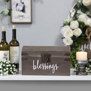 Kaart en giftfonds antieke bruine houten doos kist voor bruiloften, verjaardagen, diploma-uitreikingen, baby- en bruidsdouches, 13,3 "x 7,5" x 7,8 "