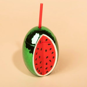 Set of 2 Watermelon Cup for Bachelorette Parties, Events, and Birthdays, celebrations with Reusable Straw image 2