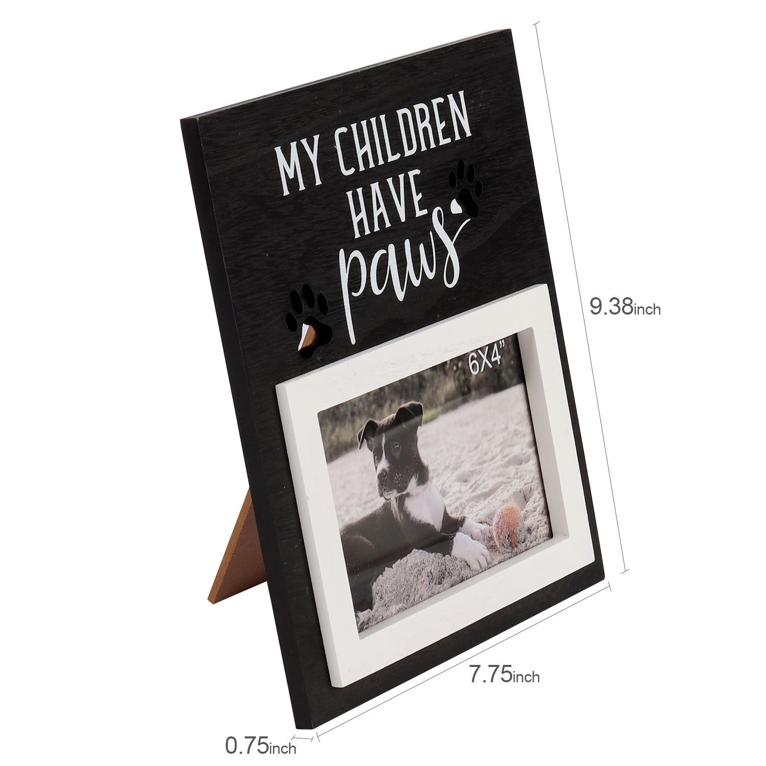 Dog Picture Holder, Woof with Paw Print, 4” x 4.5” — Hanna Roberts
