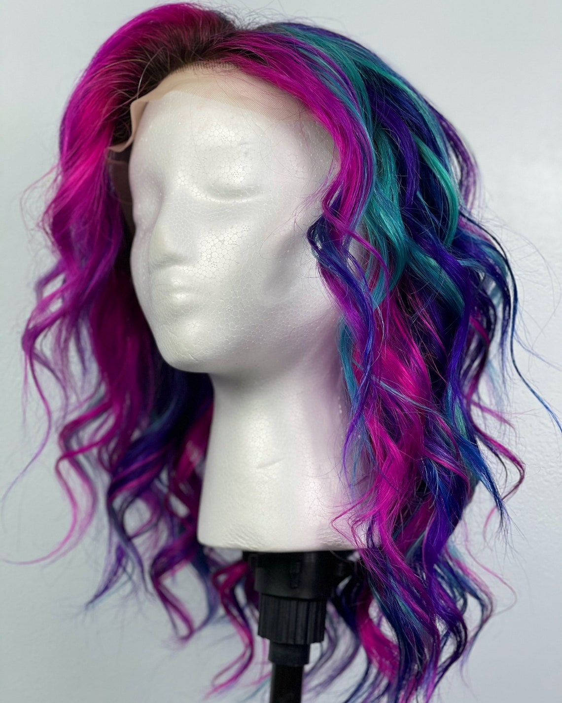Custom rainbow colored wigs. Human hair and lace front . Etsy