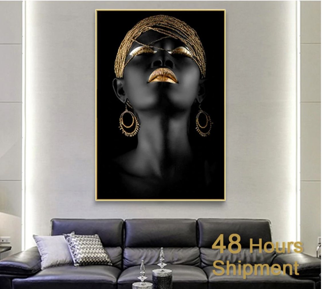 Modern Art Canvas Painting African Black Woman Posters and Prints