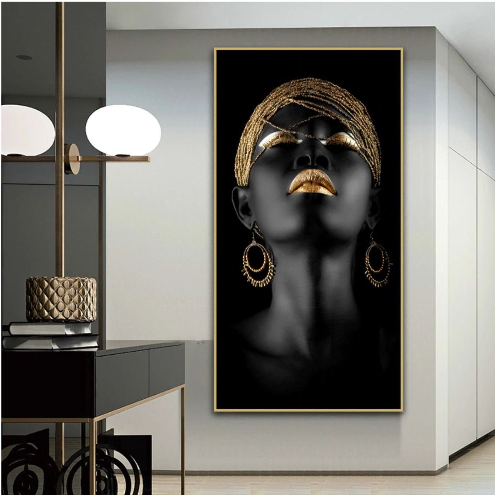 Modern Art Canvas Painting African Black Woman Posters and Prints