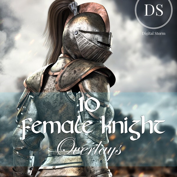 10 female knight poses, medieval warrior , png transparent overlays , armored female , fantasy hero