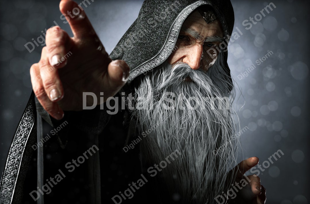 Portrait Closeup of a Wise Warlock Old Hooded Wizard Posing Ready to ...