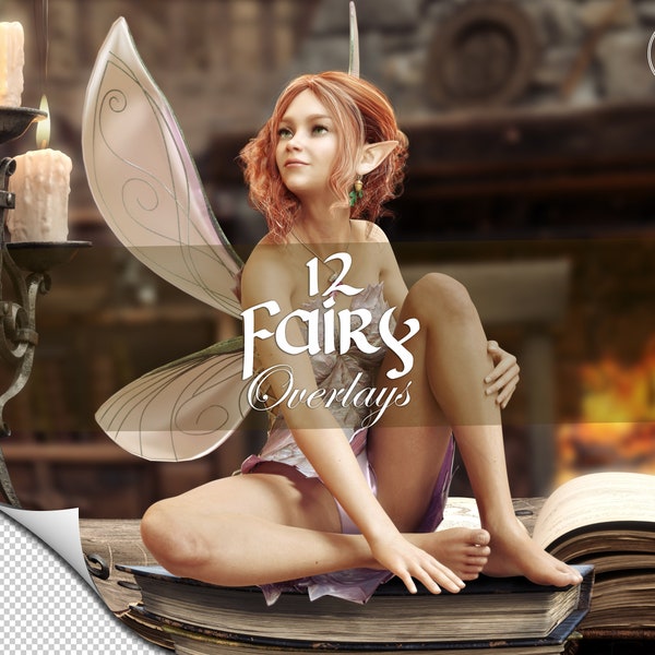 12 fairy overlays ,pixie character, fantasy trasparent, png fairy's