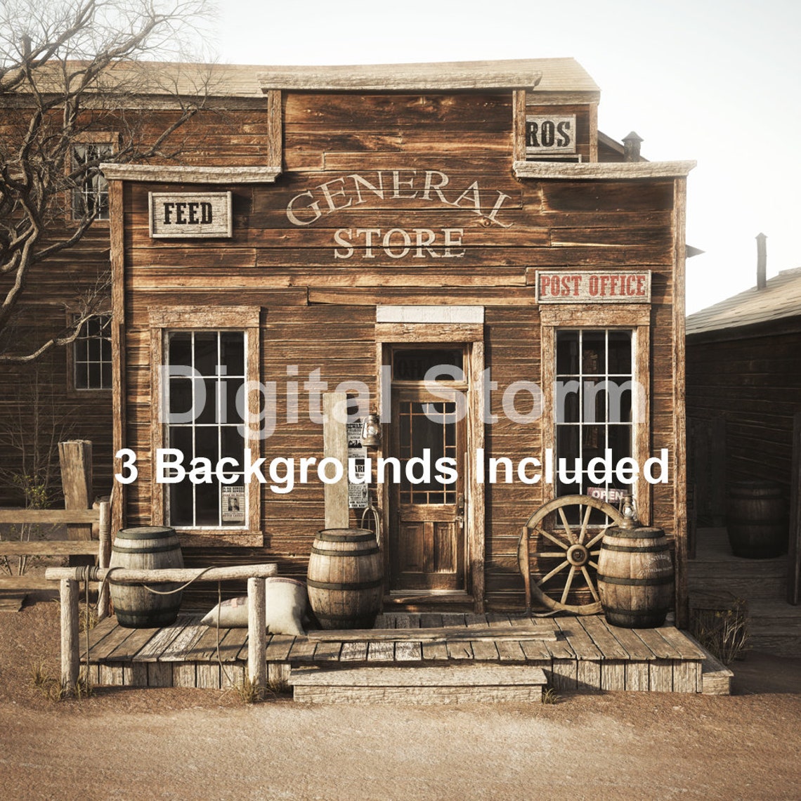 Western town old building backgrounds . Wild west collection Etsy