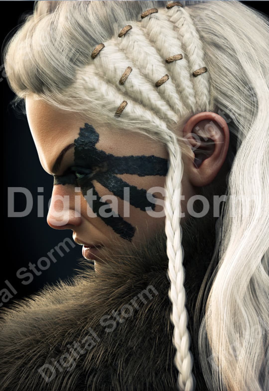 Coupe De Cheveux Homme Viking Guerrière viking avec des cheveux tressés blancs et des - Etsy France