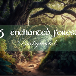 Enchanted forest background , elven woods backdrop, Fantasy journey, forest