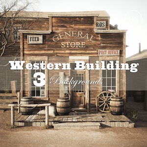 Western town old building backgrounds . Wild west collection backdrops. 3d renderings